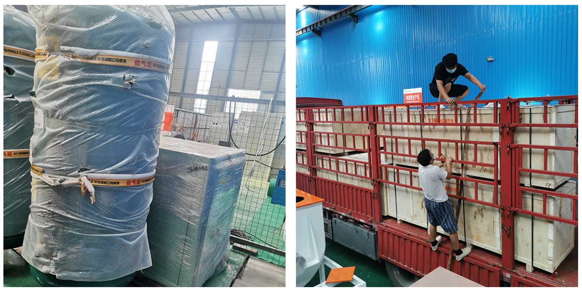 5臺(tái)脈沖除塵器，2條皮帶輸送機(jī)，22kw空壓機(jī)已發(fā)往巴拉圭 